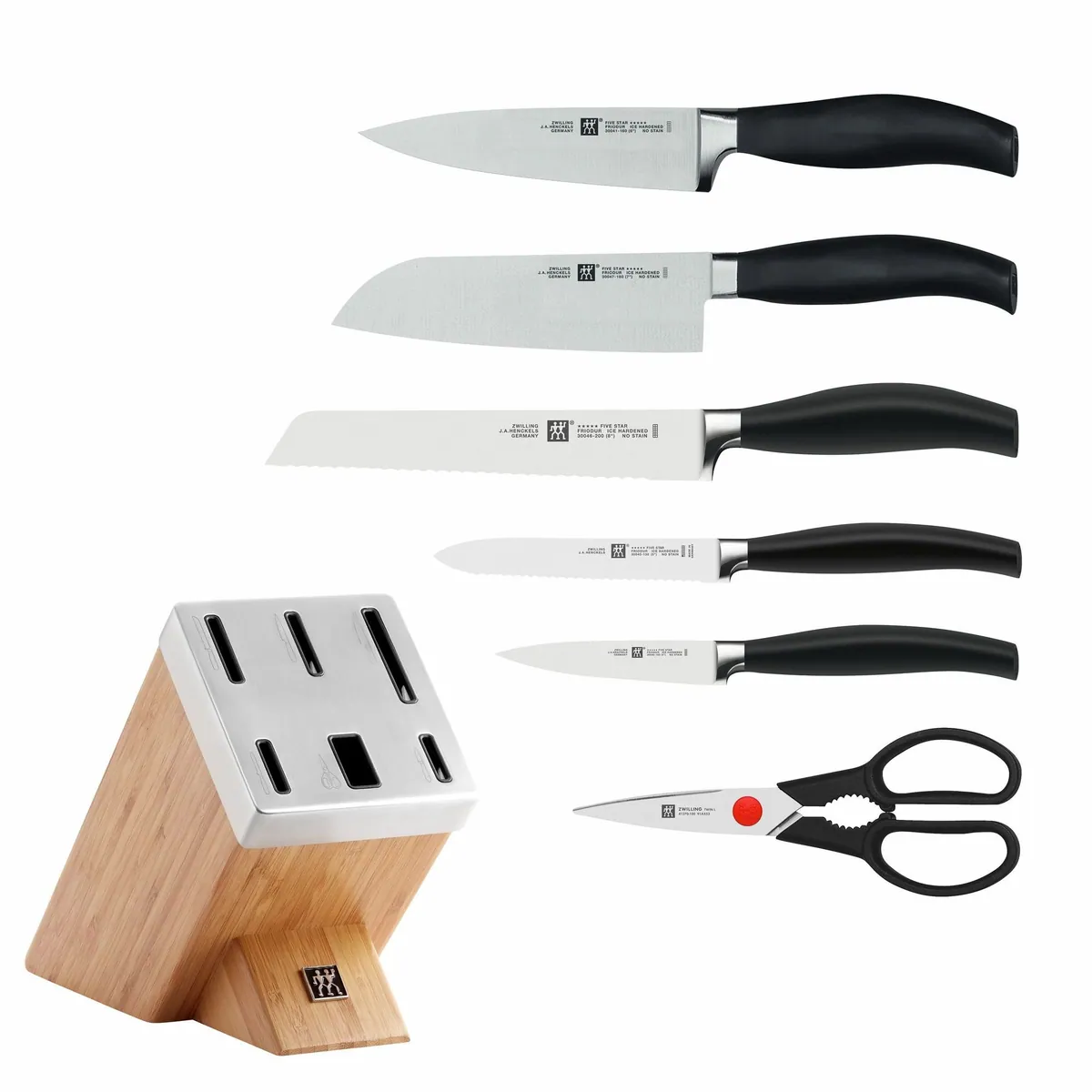 Zwilling FIVE STAR Messerblock, selbstschärfend, inkl. 5 Messer + Schere